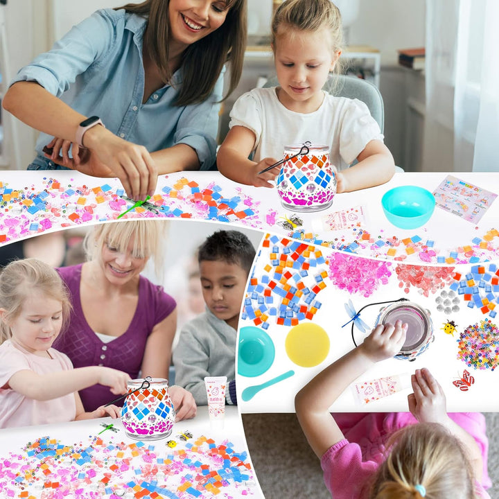 FORMIZON Mosaik Lampe Basteln, Mosaik Bastelset Kinder, Glasmosaik Kerzenhalter Kit für Heim Deko, D
