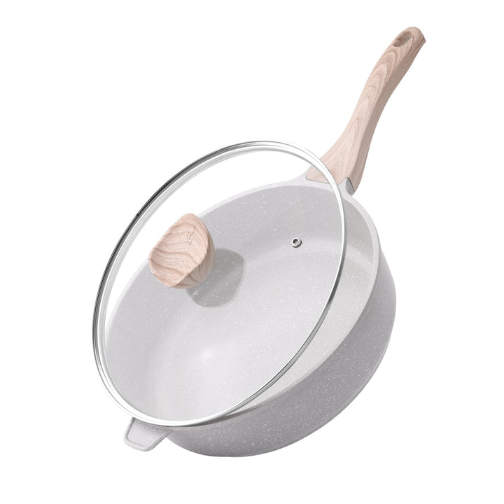 Kordisen Keramik Bratpfanne 28 cm Induktion, Antihaft Tiefe pfanne mit Deckel, Gesunde Stein Kochges