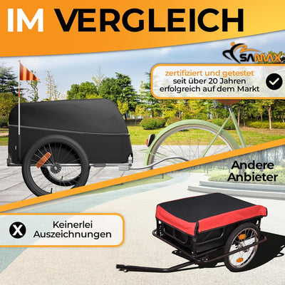 SAMAX Transportanhänger Fahrradanhänger Lastenanhänger Fahrrad Anhänger - mit Kupplung - 40 Kg / 120