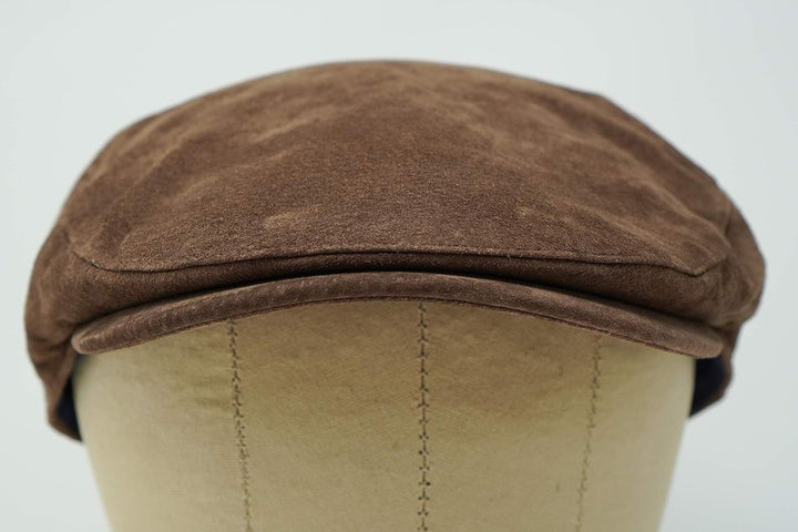 Borges & Scott The Tanner - Flat Cap aus Leder - Kappe mit weichem Schweinslederfutter XS Erde Braun