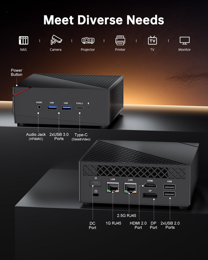 NiPoGi AM06 PRO Mini PC 32 GB DDR4 1 TB M.2 SSD, АMD Ryzen 5 7430U, 6C/ 12T