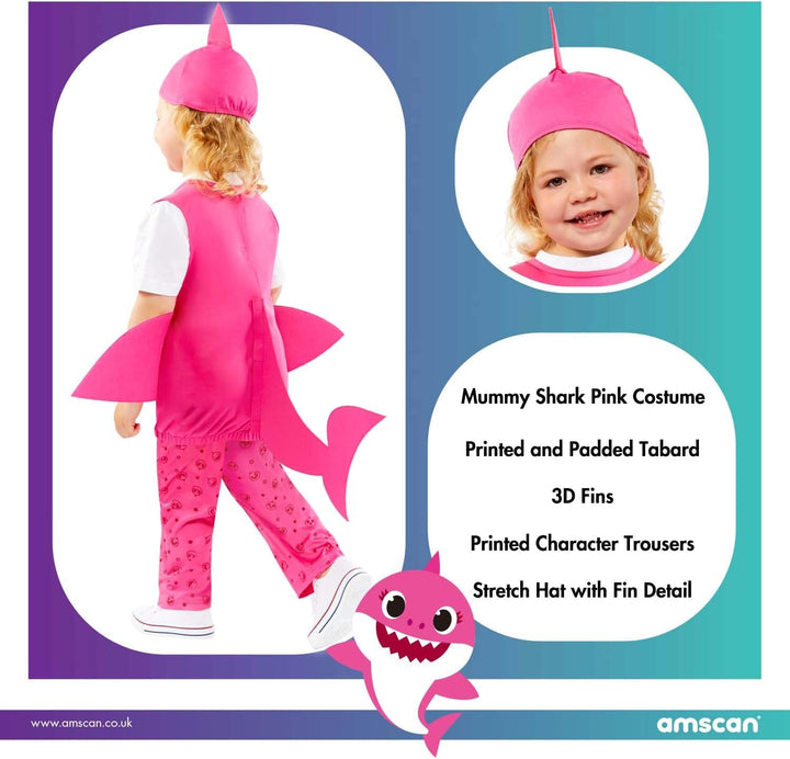 Amscan - Kinderkostüm Mummy Shark, Hai, Baby Shark, Karneval, Fasching, Mottoparty 98, 98