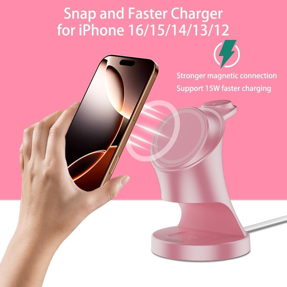 Ladestation für Apple Watch und iPhone, 3 in 1 Wireless Charger Induktive Ladestation/Kabelloses Lad