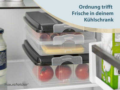 Hausfelder Aufschnittbox Organizer Set - stapelbar mit Deckel – Kühlschrank Wurstbox Aufschnittdosen