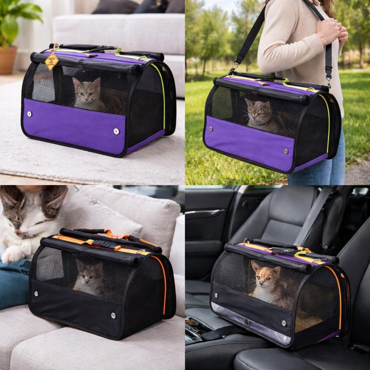 BRAVE PAWS Perdeli Flybag Transporttasche für Katzen und Hunde – Reissfestes Netz, Flugtauglich, Was