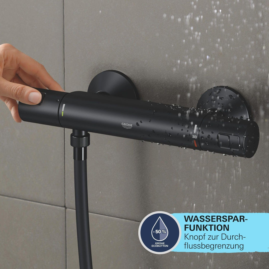 GROHE Precision Start - Thermostat-Brausebatterie (wassersparend, Sicherheitssperre bei 38°C, mit Rü