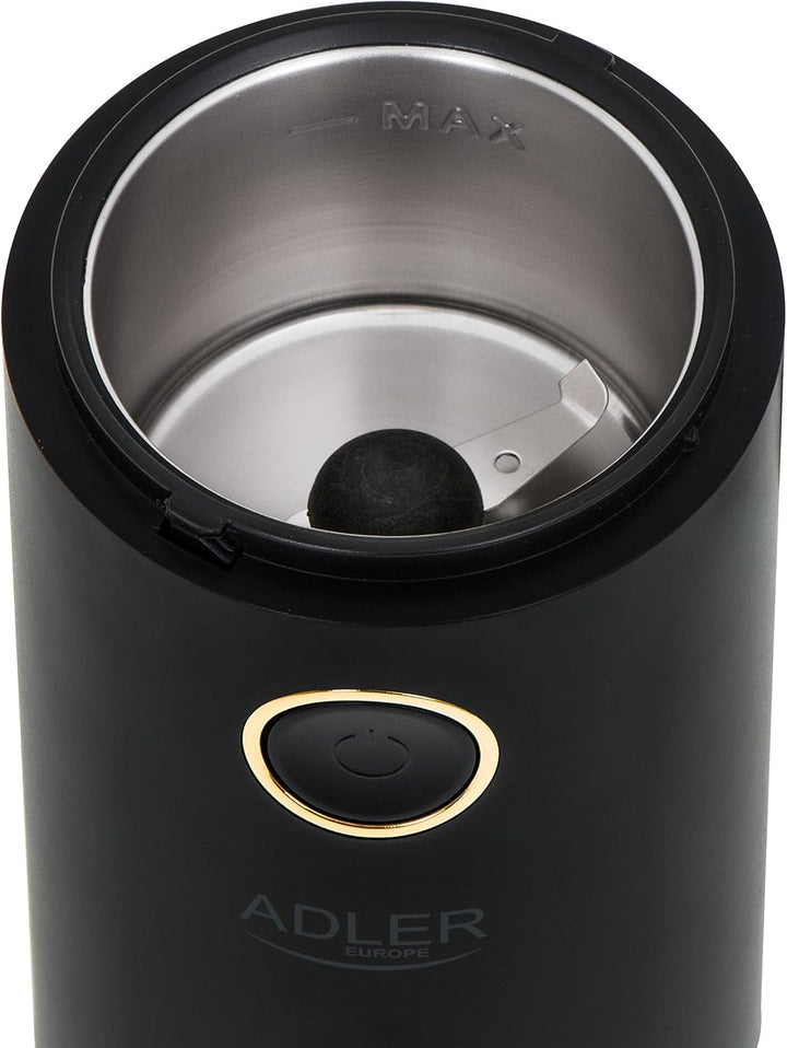 Adler AD 4446bg Elektrische Kaffeemühle aus Edelstahl, 150 W, Füllmenge bis zu 75g, Mühle für Kaffee
