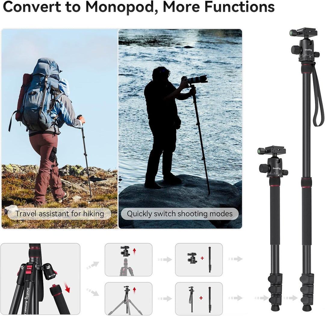 78"/200cm Kamerastativ, SMALLRIG Tripod Einbeinstativ mit 36mm 360 Panorama Kugelkopf, Professionell