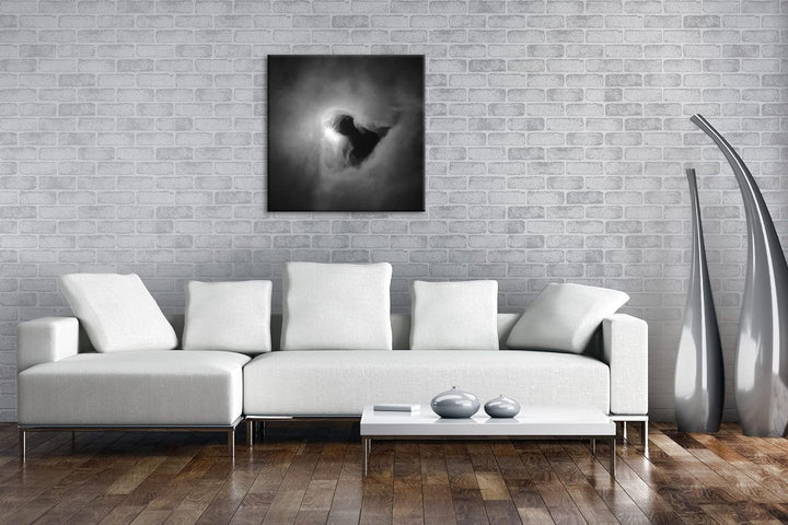 Stern in einem Galaktischen Nebel Format: 70x70 Effekt: Schwarz&amp;Weiss als Leinwandbild, Motiv fertig