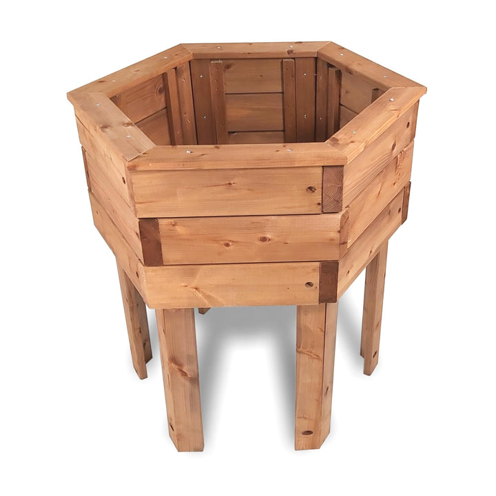 NATIV Hochbeet sechseckig | formschöner Pflanzkasten aus Holz in Wabenform | braun, imprägniert | St