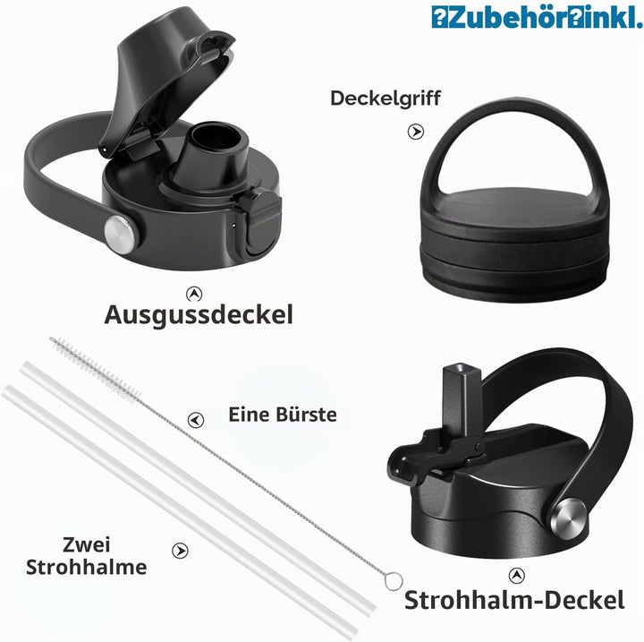 XACIOA Edelstahl Wasserflasche,1200ml/40oz Vakuumisolierte Trinkflasche,Auslaufsichere mit Strohdeck