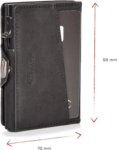 DONBOLSO Wallet Flip Slim mit Flipcase Leder Geldbeutel mit RFID Schutz Schmale Geldbörse mit Platz