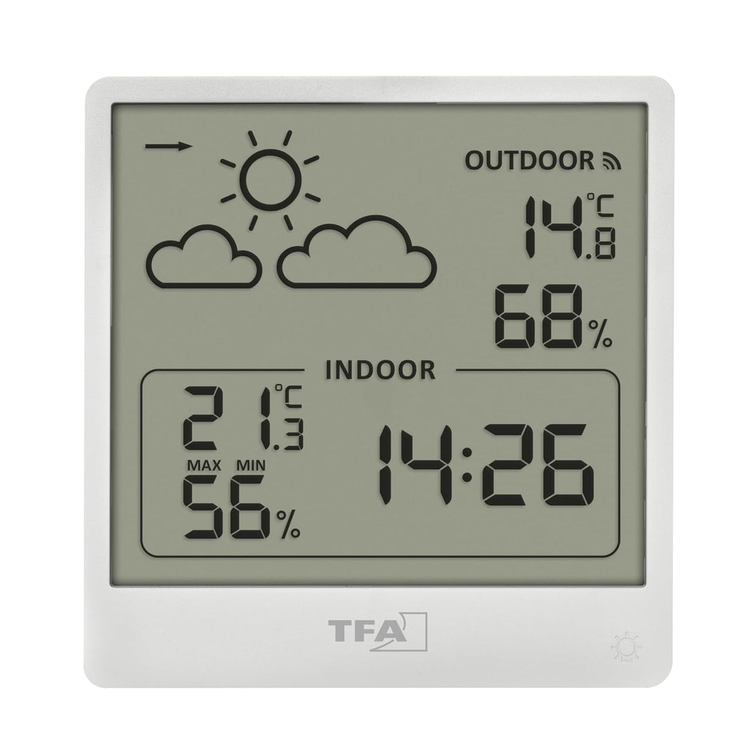 TFA Dostmann Cleo Funk Wetterstation innen/aussen, 35.1176.02, mit Aussensensor, Temperatur und Luft