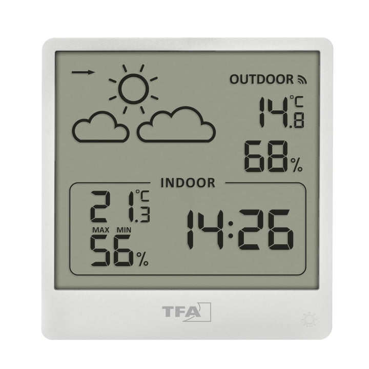 TFA Dostmann Cleo Funk Wetterstation innen/aussen, 35.1176.02, mit Aussensensor, Temperatur und Luft