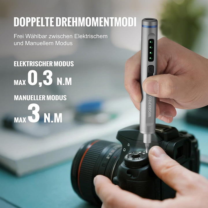 WORKPRO 42-in-1 Elektrischer Schraubendreher Set, Feinmechaniker Schraubendreher Set mit 36 S2-Bits,