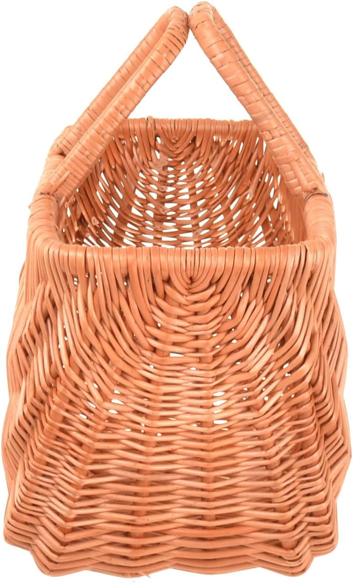 Henkelkorb, Natural Einkaufskorb, Korbtasche aus Weide geflochten, Flechttasche mit Henkel, Picknick