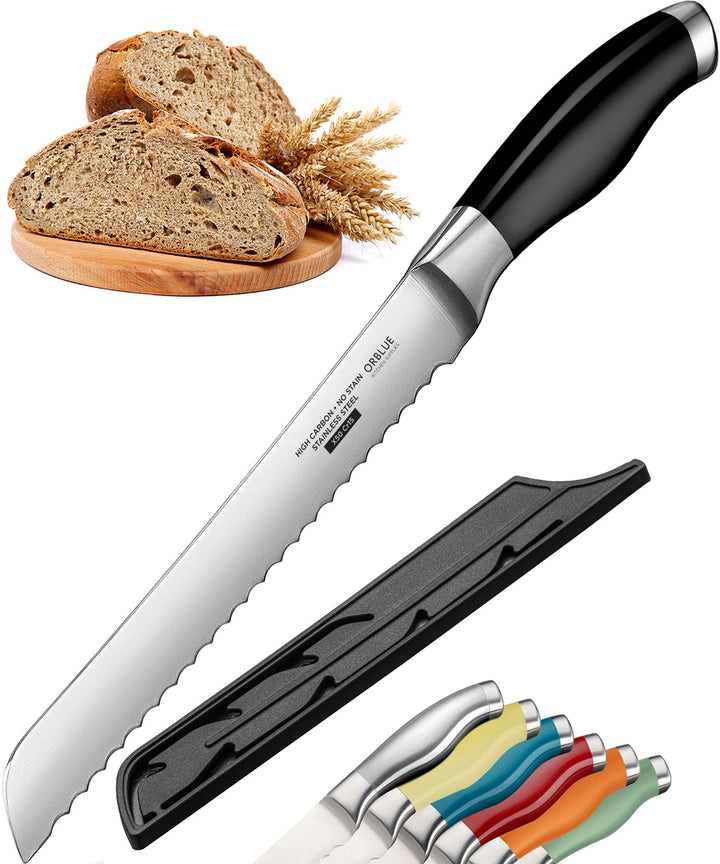 Orblue Brotmesser aus Edelstahl mit Wellenschliff – Ultrascharfes Profi Küchenmesser, Ideal für Brot