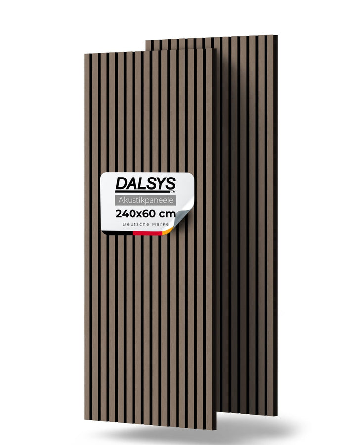 2x Akustikpaneele mit Lamellen 240 x 60cm Walnuss Holz | Wandpaneele für Schallschutz in Büro- &amp; Woh