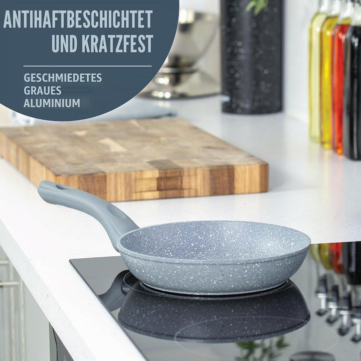 Blackmoor Bratpfanne | 24cm Grau | Antihaft und Kratzfest | Cool-Touch-Griffe | Geeignet für Indukti