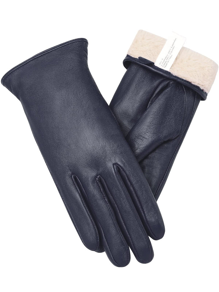 vislivin Vollhand Touchscreen-Handschuhe für Damen Leder Handschuhe Warmer Winter SMS Autofahren Han