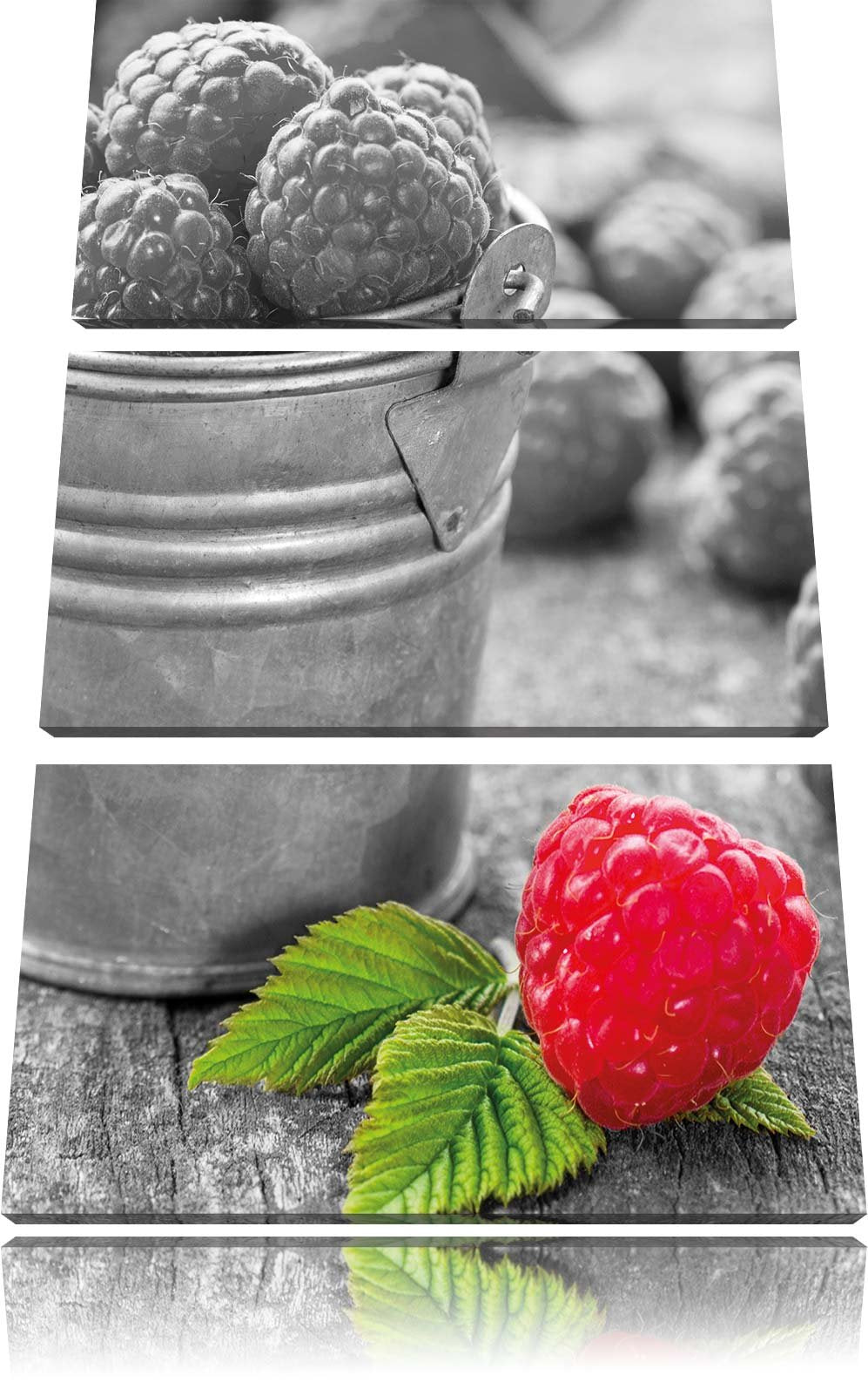 Pixxprint Früchte Eimer Obst Fruit Food als Leinwandbild | Grösse: 3 Teilig (120x80) | Wandbild| Kun