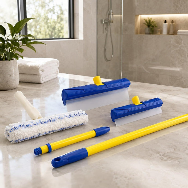 AquaBLADE Set Nr. 2 - Kleiner und grosser Wischer mit Silikonlippe, Wasserauffangrinne und externem