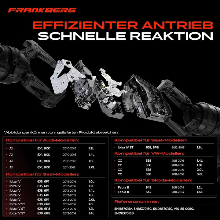 Frankberg Motorhaubenschloss Vorne Links 7-Polig Kompatibel mit A1 8X1 8XK 2010-2015 Ibiza IV 6J5 6P