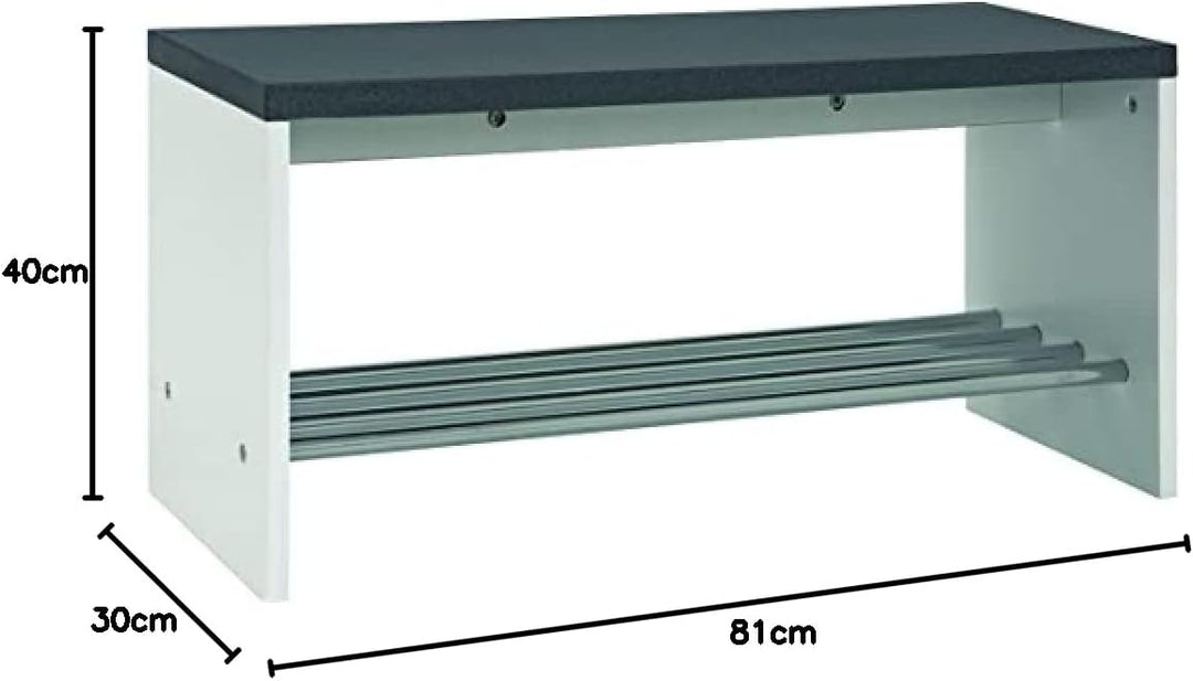 HAKU Möbel Schuhbank, MDF, granitoptik-chrom, B 81 x T 30 x H 40 cm B 81 x T 30 x H 40 Granitoptik-c