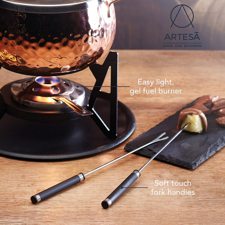Artesà Fondue-Set, Optik wie Handgehämmertes Kupfer, Edelstahl, für 6
