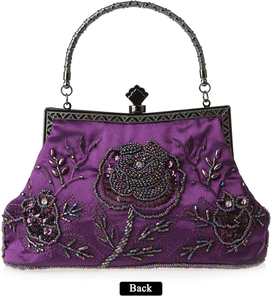 DA BODAN Vintage Floral Perlen Strass Stickerei Clutch Pailletten Hochzeit Party Abschlussball Tasch