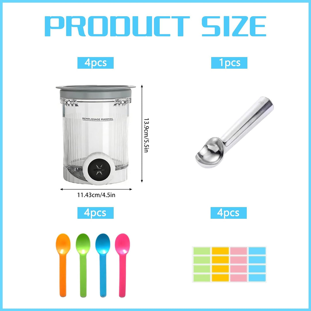 Behälter für Ninja Creami Deluxe Pints,4 Stück Ersatz für Ninja Creami Deluxe Pints und Deckel,Eisbe
