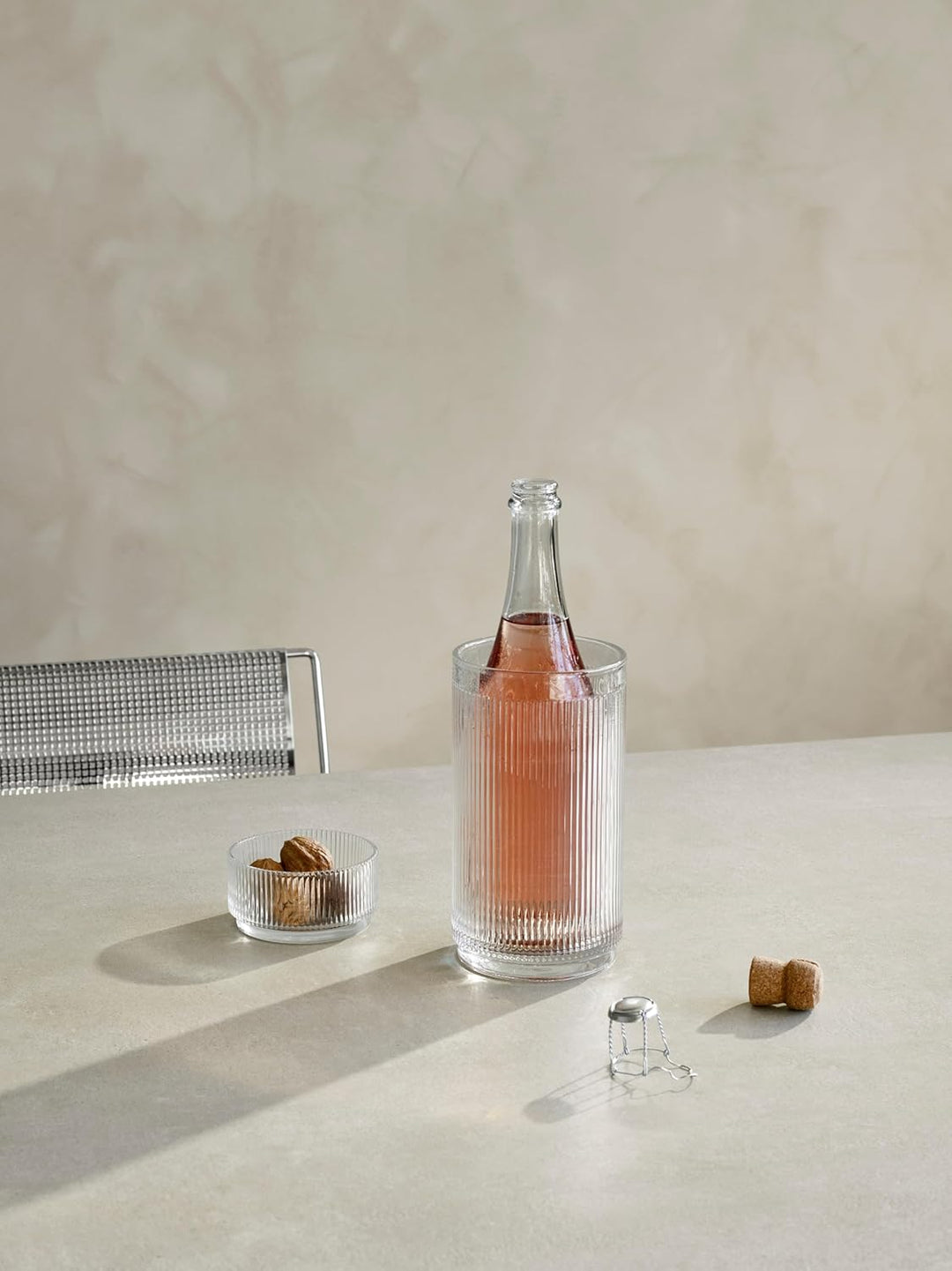 Stelton Pilastro geriffelter Weinkühler aus Glas - Gefrierschrankfest - Spülmaschinenfest - Dänische