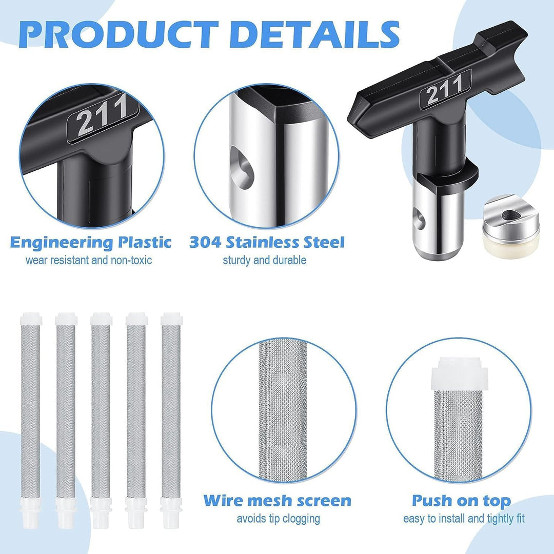 WOOLUCK® 6 Stück Airless düse mit spitzendichtung,und 60 Mesh Airless Spray Gun Filter Elemente,für