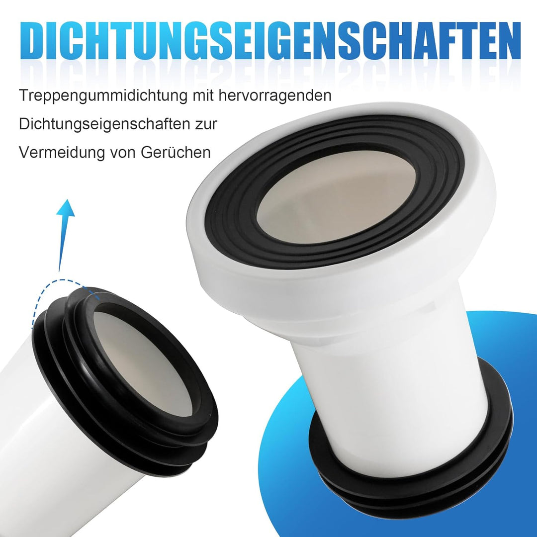 Hoypeyfiy WC Anschlussgarnitur, WC Kanalisation Abflussrohr, Einbau Dichtung Anschluss Zubehör Ansch
