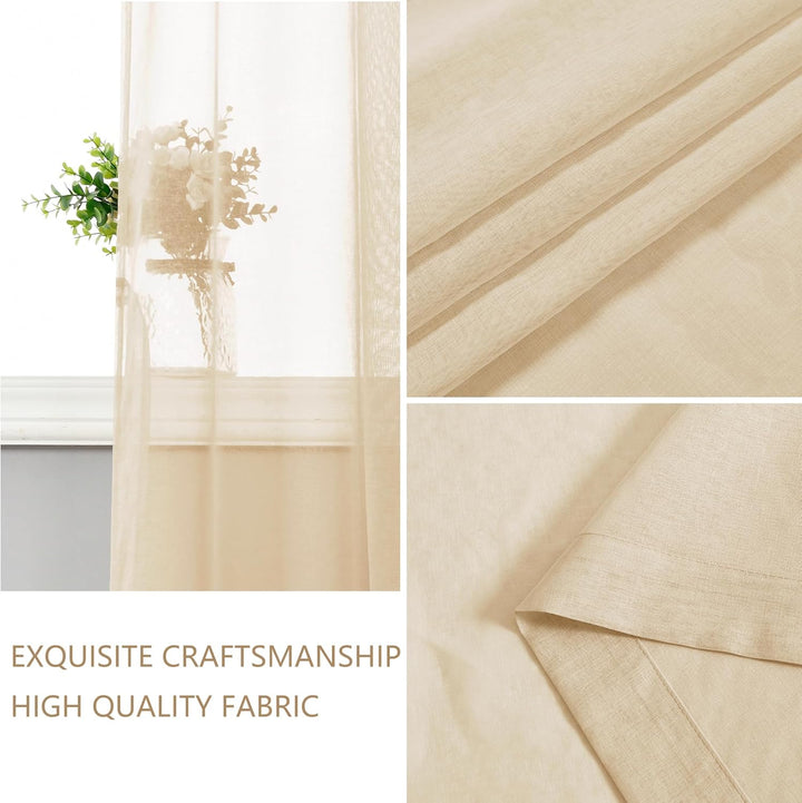 Hiasan 2er Set Sheer Voile gardinen vorhänge gardine Wohnzimmer mit Kräuselband Curtains scheibengar