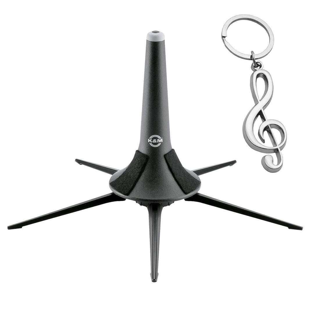 K&M 15213 Trompetenständer 5-Fuss + keepdrum Notenschlüssel Anhänger