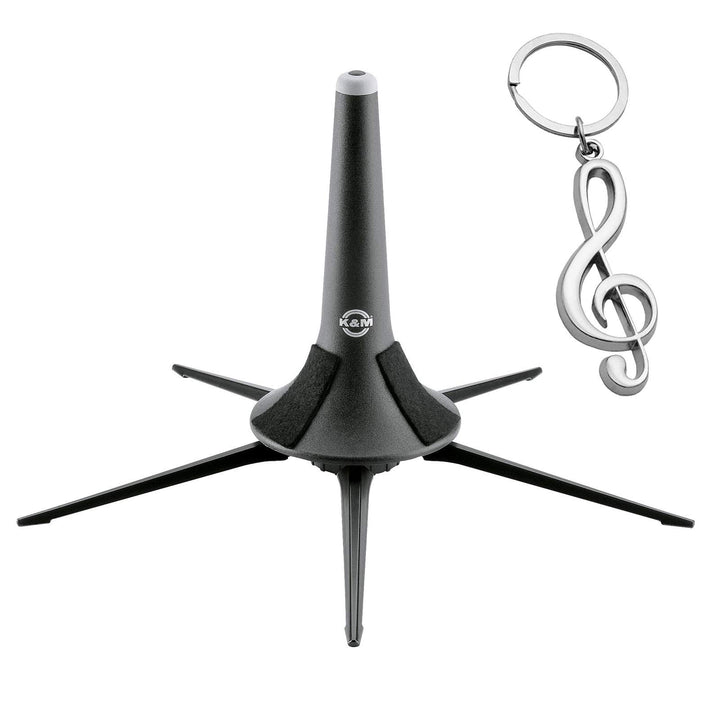 K&M 15213 Trompetenständer 5-Fuss + keepdrum Notenschlüssel Anhänger