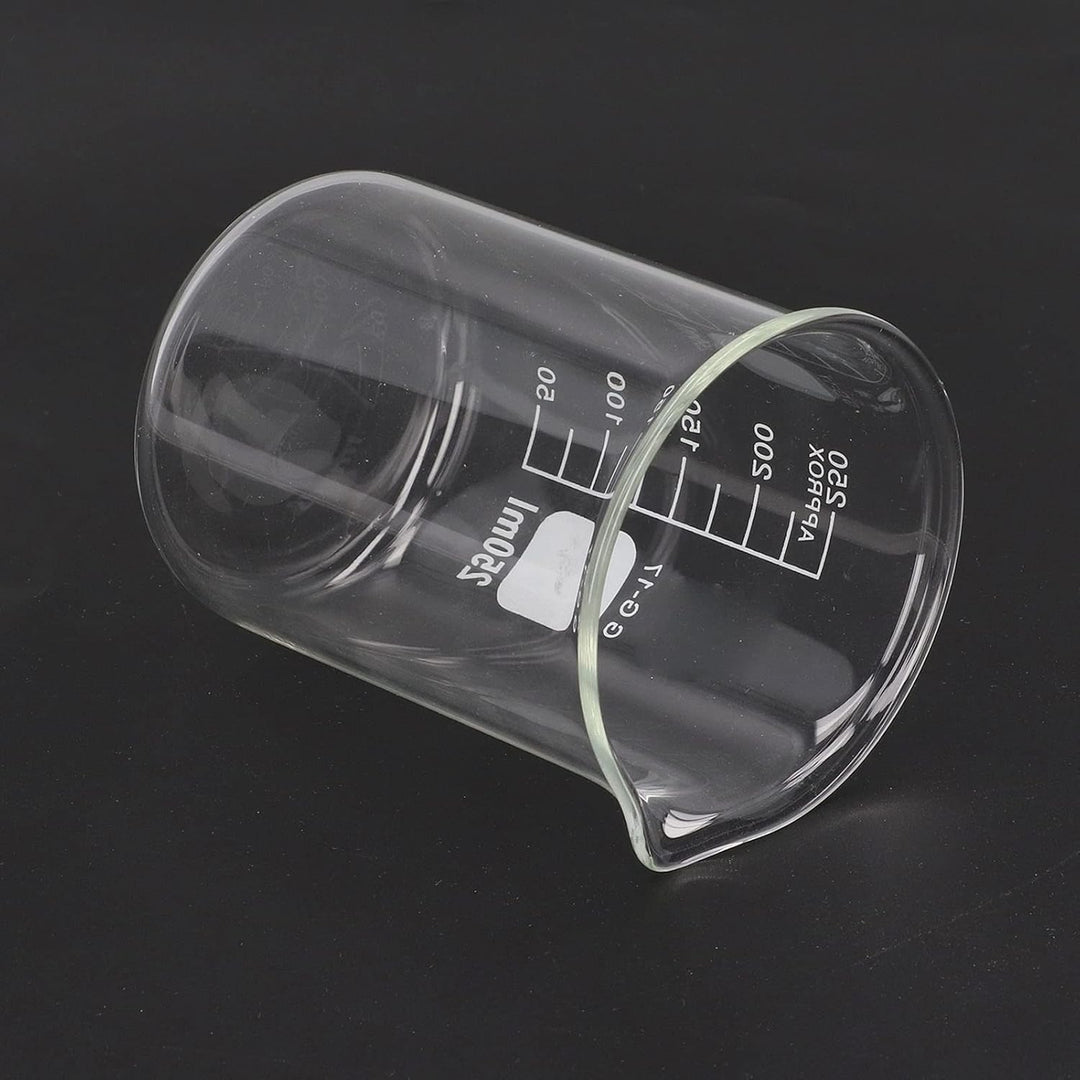 10 Stück Boro silikat glas becher Set, 10/25/50/150/250ml Graduierten-Labor-Messbecher mit Auslass,