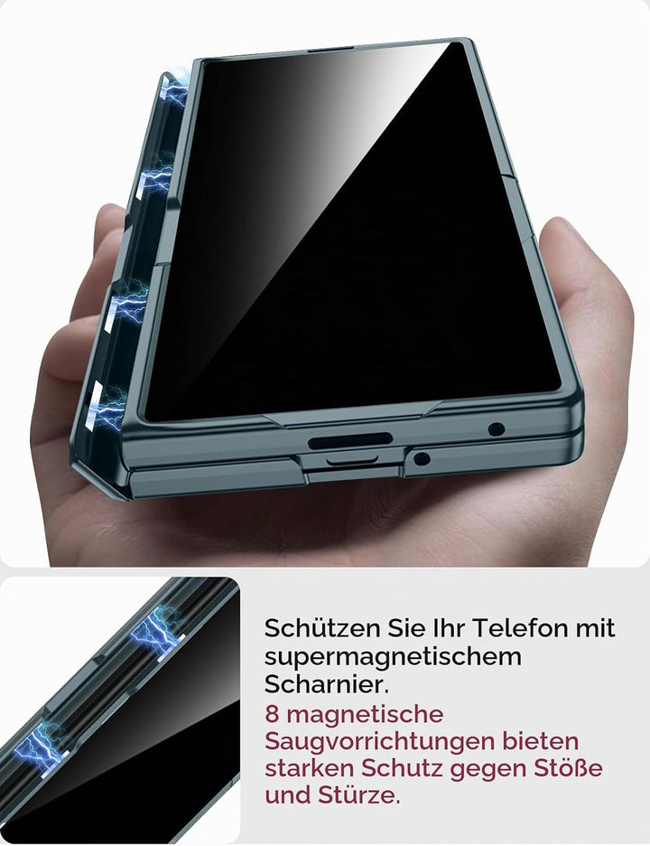 Miimall Kompatibel mit Samsung Galaxy Z Fold 7 Hülle mit Displayschutz Anti-SPY, [Magnetischer Schar