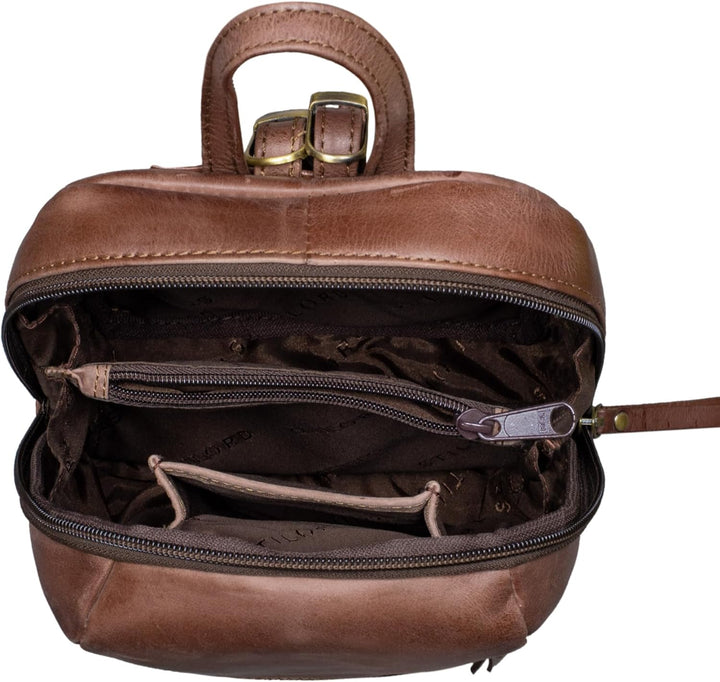 STILORD 'Lia' Mini Rucksack Damen Leder Kleiner Daypack Lederrucksack Vintage Rucksackhandtasche für