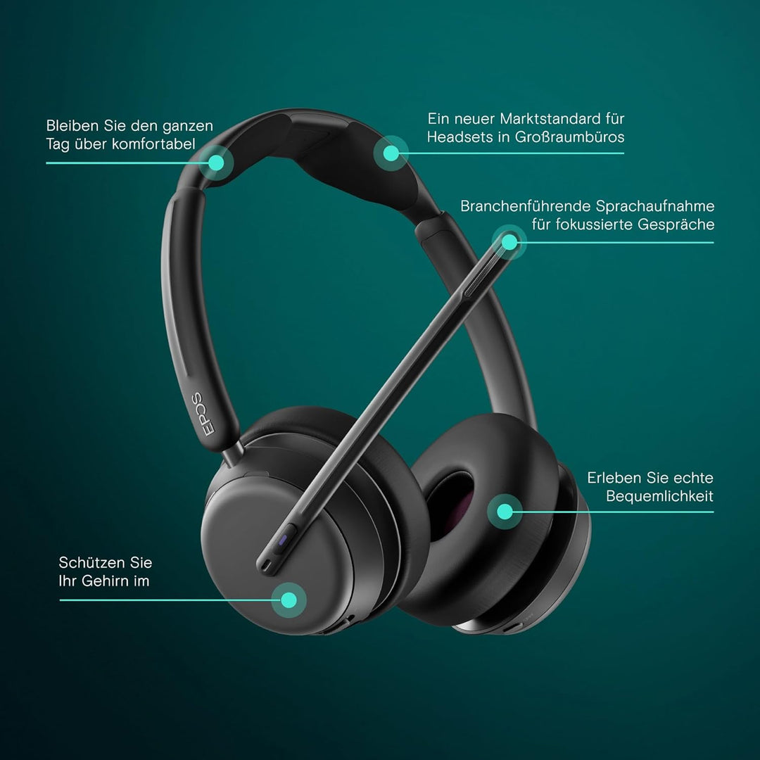EPOS Impact 1061T ANC Stereo Bluetooth Headset Teams Zertifiziert mit Active Noice Cancelling (ANC)
