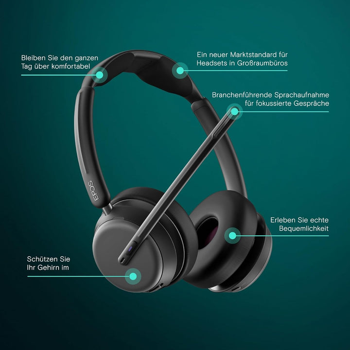 EPOS Impact 1061T ANC Stereo Bluetooth Headset Teams Zertifiziert mit Active Noice Cancelling (ANC)