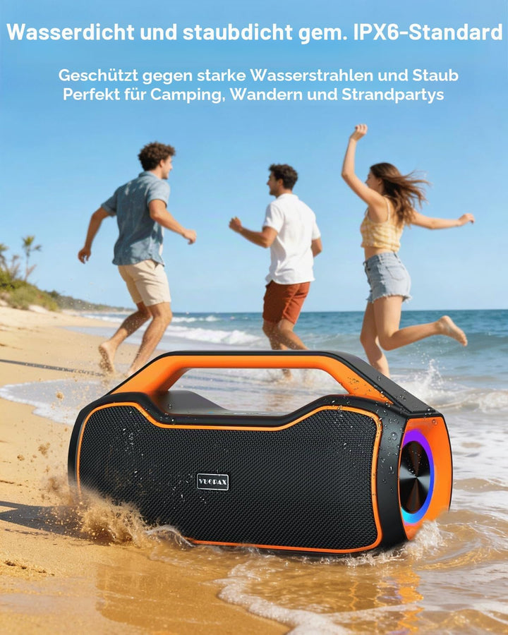 Bluetooth Lautsprecher Tragbare Musikbox,120W Peak Spitzenleistung, Bass Boost 2 * Subwoofer IP65 Wa