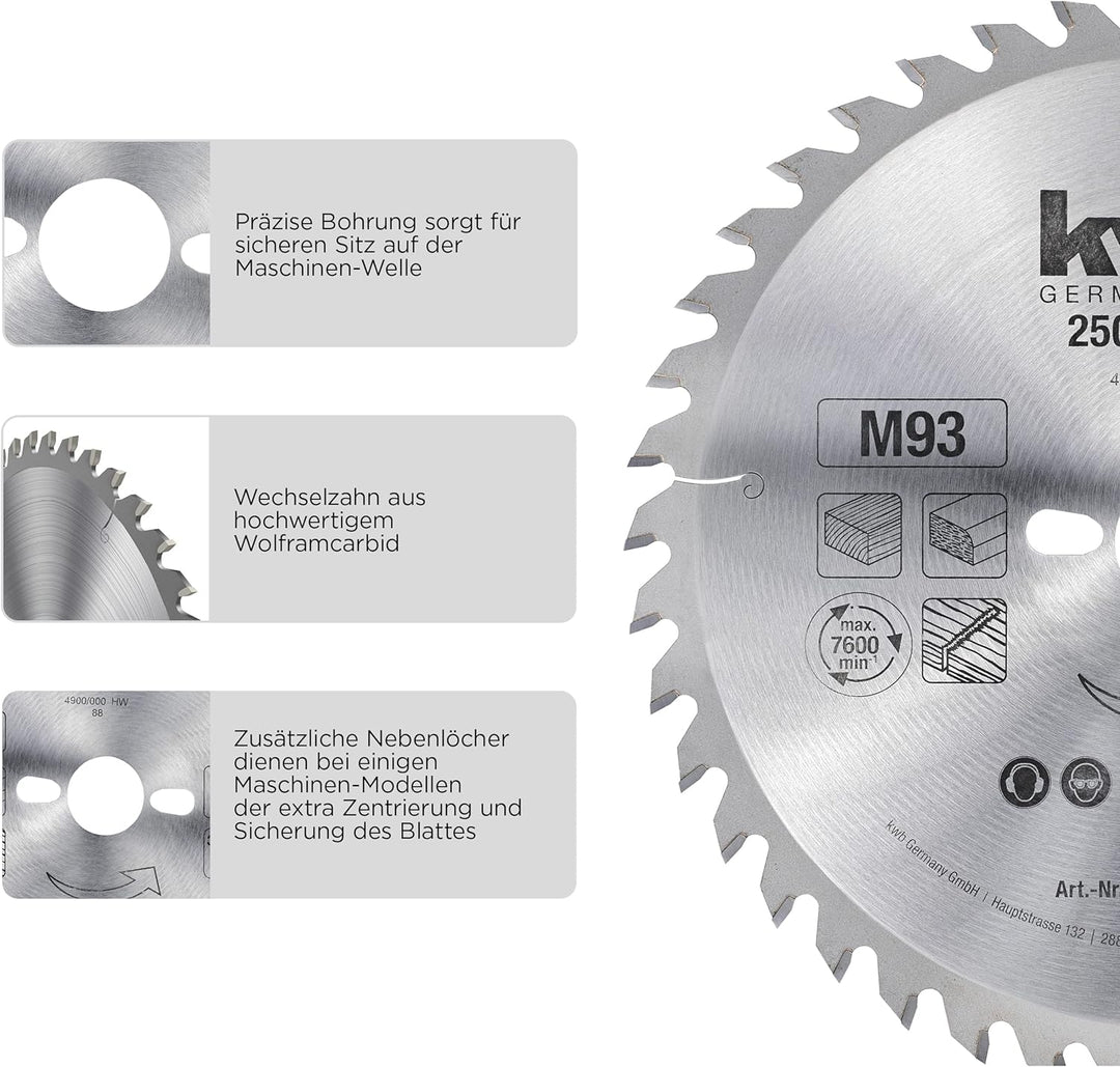 kwb Kreissägeblatt 184 x 16 mm, Made in Germany, schneller Schnitt, Sägeblatt geeignet für Weich- un