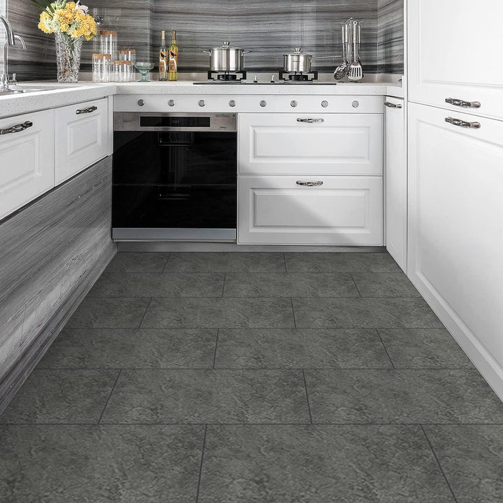 Hode PVC Bodenbelag Vinylboden Selbstklebend Fliesen Klebefliesen Boden Grau Betoneffekt 60cmX30cm W