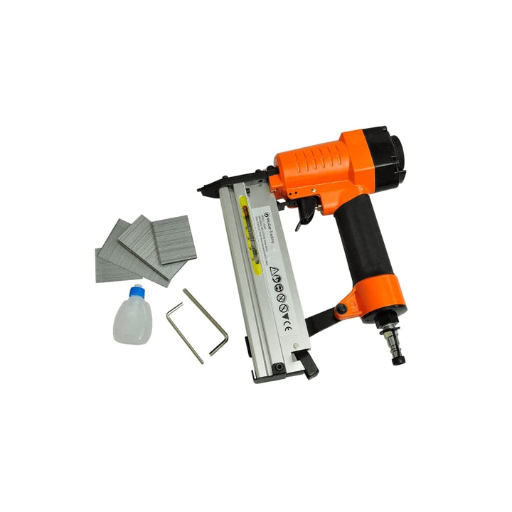 Druckluft 2-in-1 Nagler und Tacker Aluminium Gehäuse, 60 x 235 x 255 mm, für 10-50 mm Nägel und 16-4