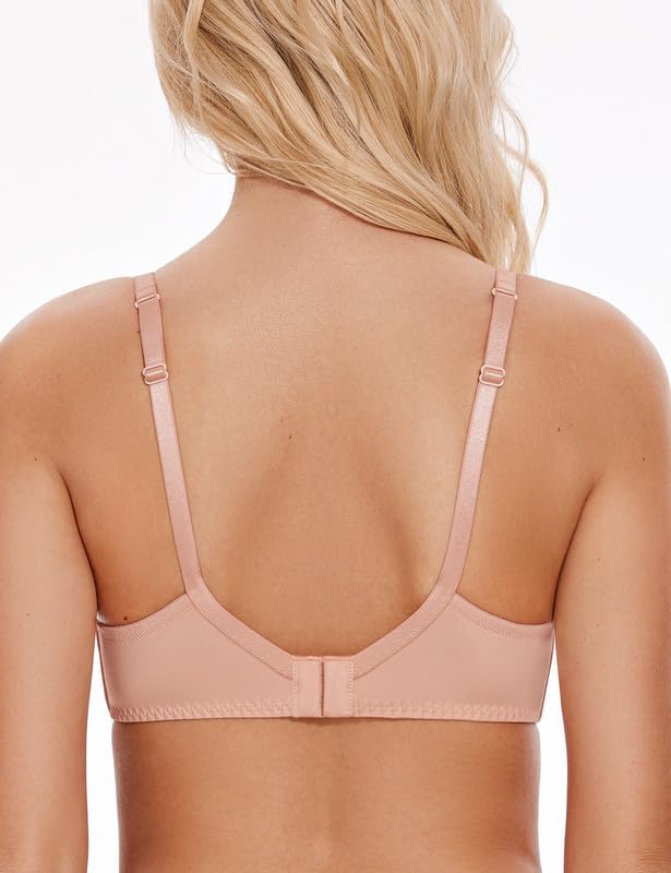 Wingslove Damen BH aus floraler Spitze Lace BH Bügel BH Ungepolstert Soft Cup Vollschalen 85C Rosa B