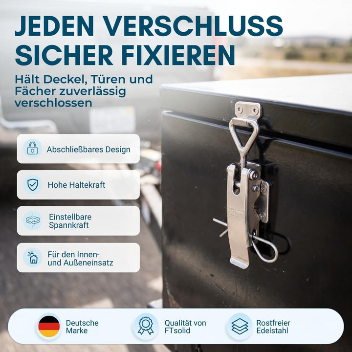 FTsolid einstellbarer Spannverschluss aus Edelstahl ESS2 Kistenverschluss rostfrei verstellbar Hebel