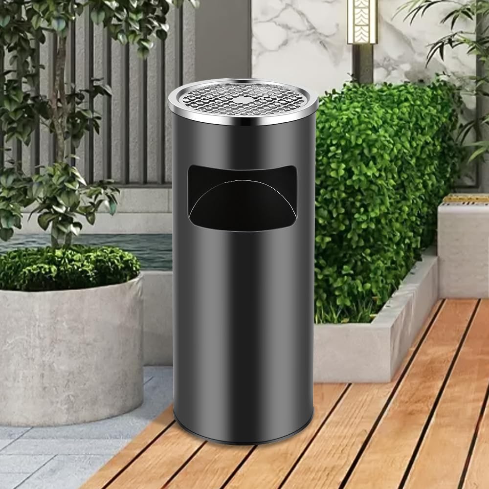 Mülleimer aus Edelstahl, 30 l, Mülleimer für Küche, Standaschenbecher für den Aussenbereich, mit Mül