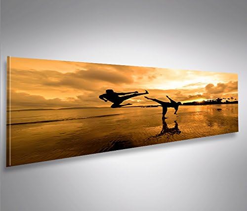 islandburner Bild Bilder auf Leinwand Kung Fu am Strand Kampfsport Panorama XXL Poster Leinwandbild